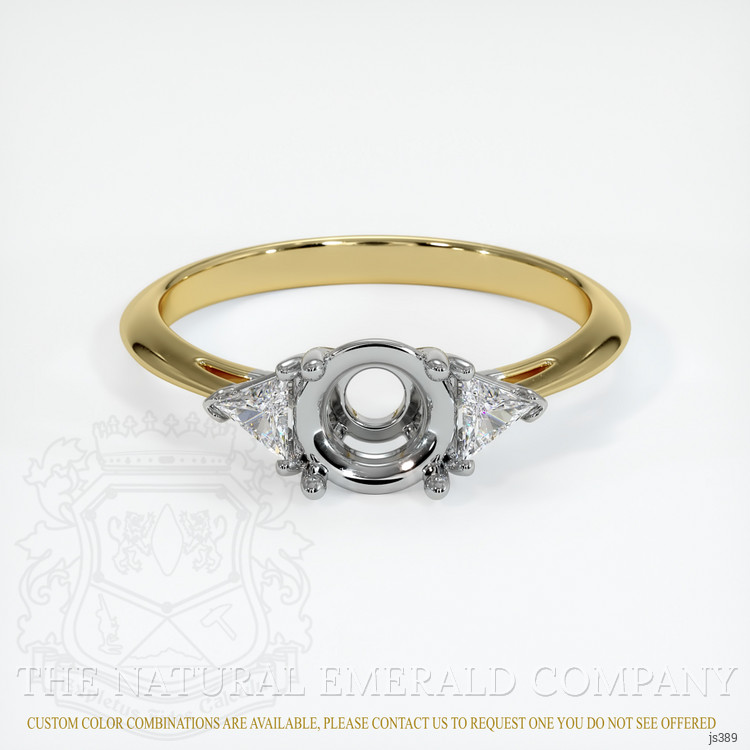 18K White & Yellow Three Stone Ring Setting