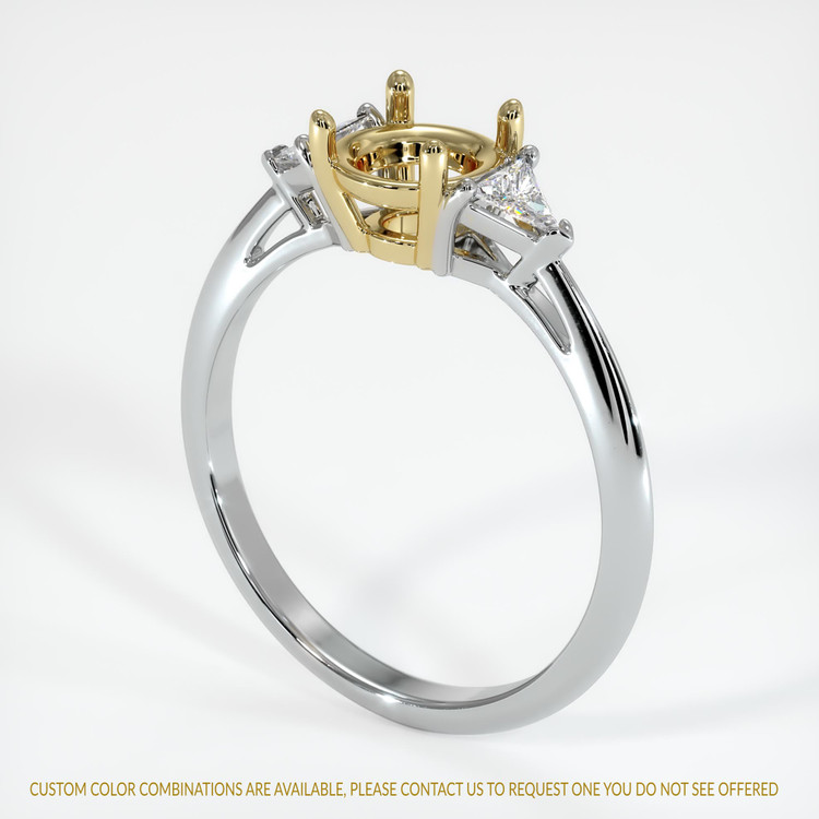 14K Yellow & White Three Stone Ring Setting