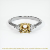 14K Yellow & White Three Stone Ring Setting Image