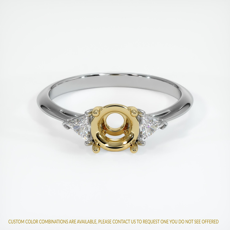 14K Yellow & White Three Stone Ring Setting