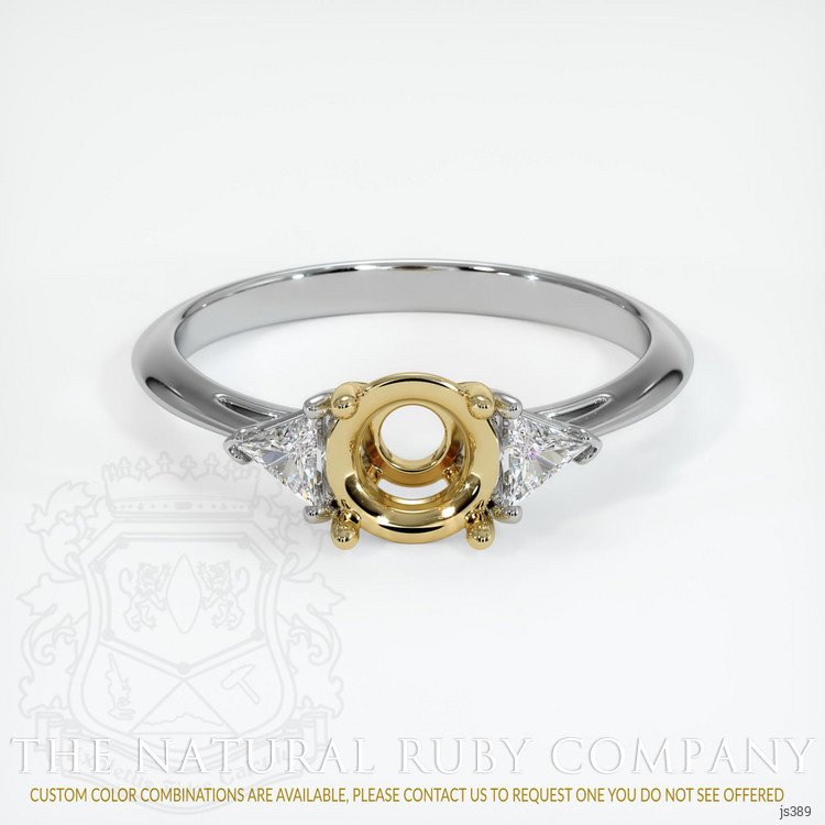 14K Yellow & White Three Stone Ring Setting
