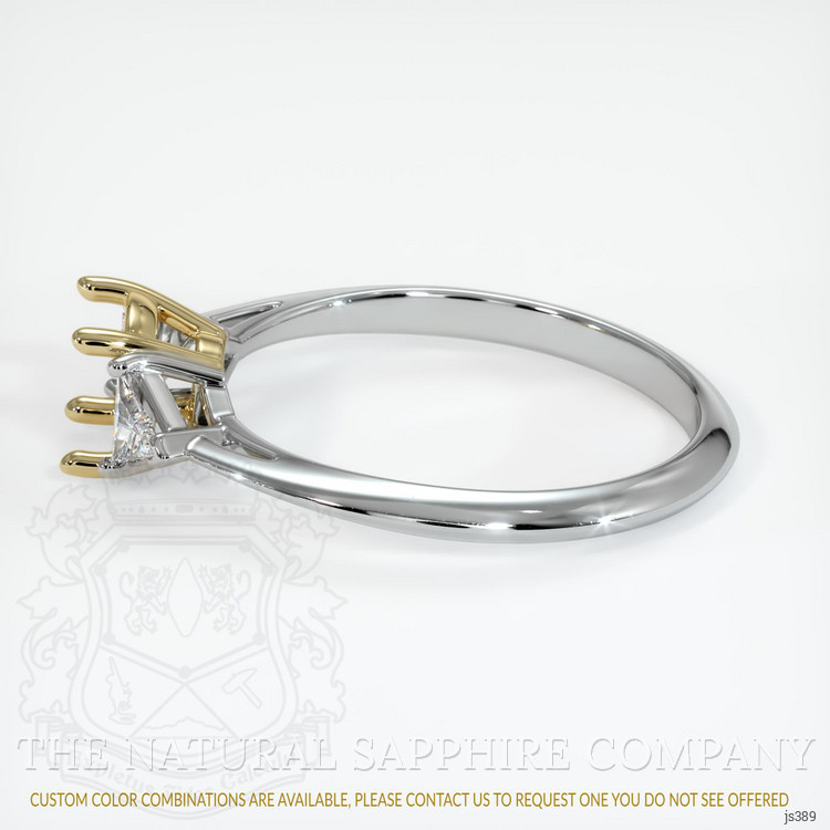 14K Yellow & White Three Stone Ring Setting