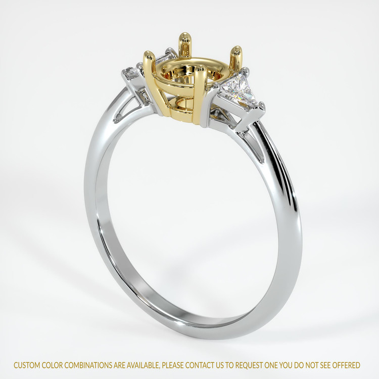 18K Yellow & White Three Stone Ring Setting