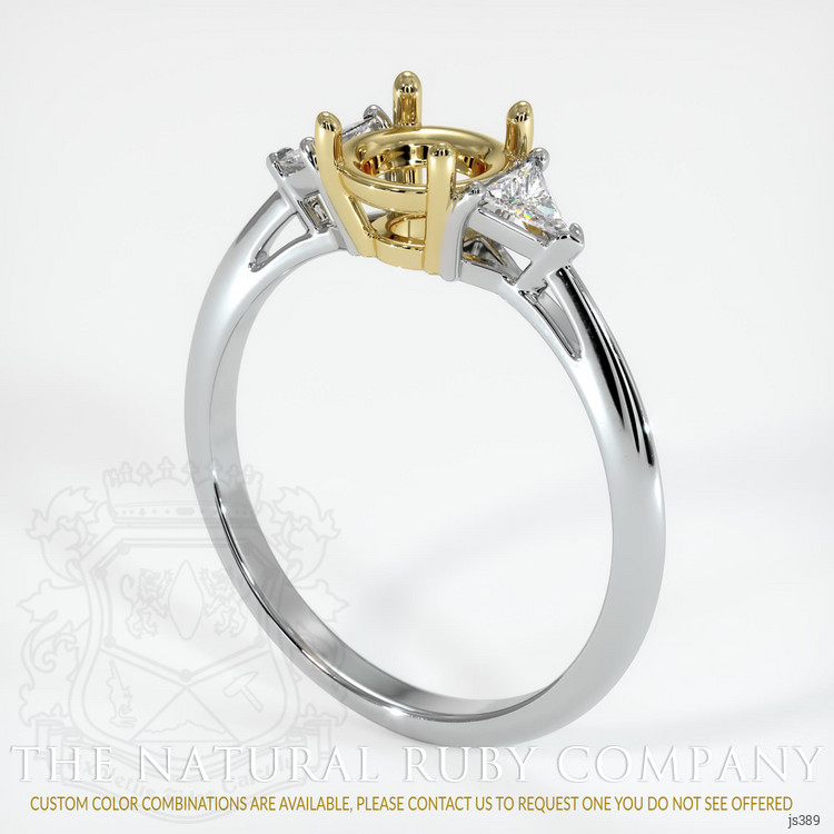 18K Yellow & White Three Stone Ring Setting