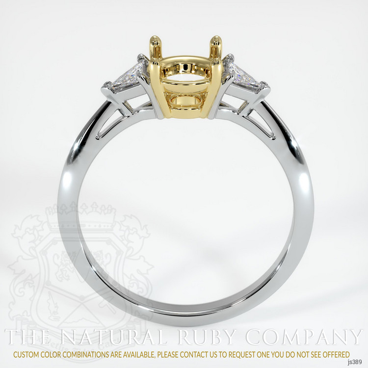 18K Yellow & White Three Stone Ring Setting
