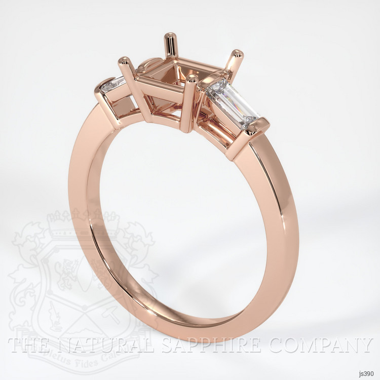 14K Rose Gold Three Stone Ring Setting