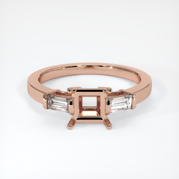 14K Rose Gold Three Stone Ring Setting