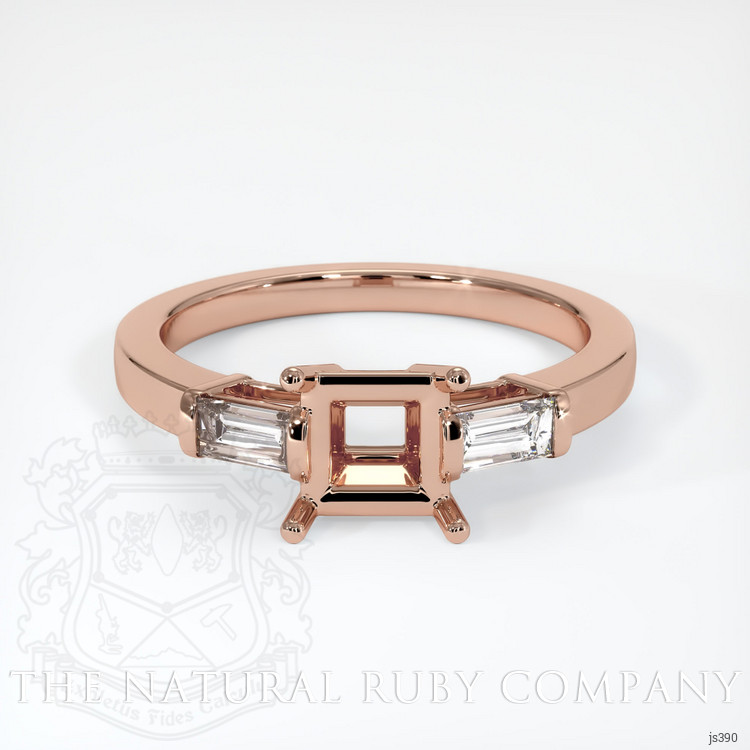 14K Rose Gold Three Stone Ring Setting