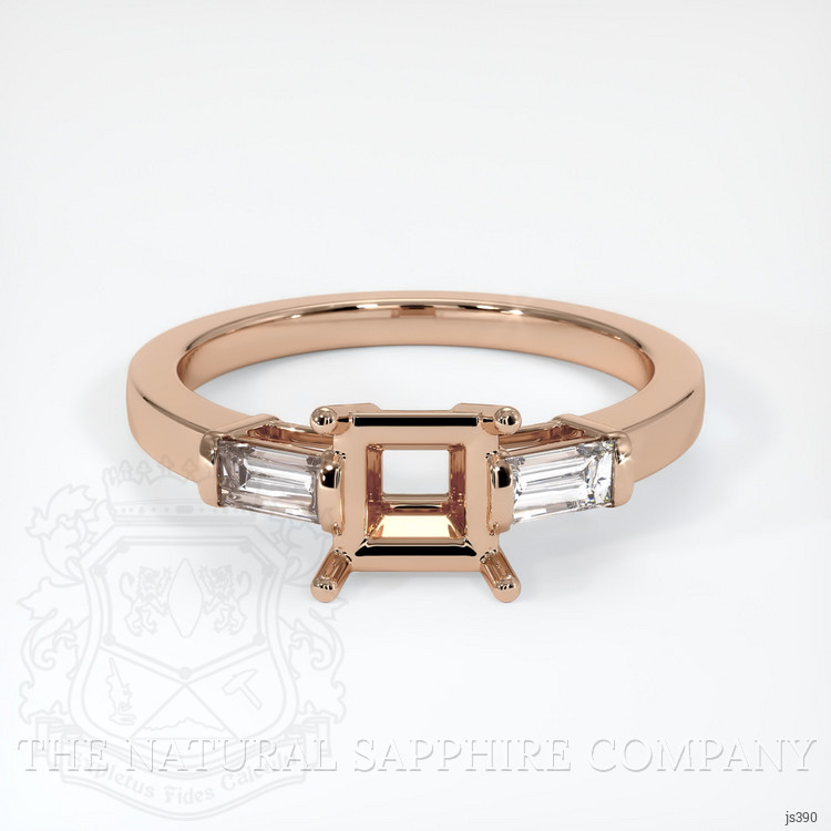 18K Rose Gold Three Stone Ring Setting