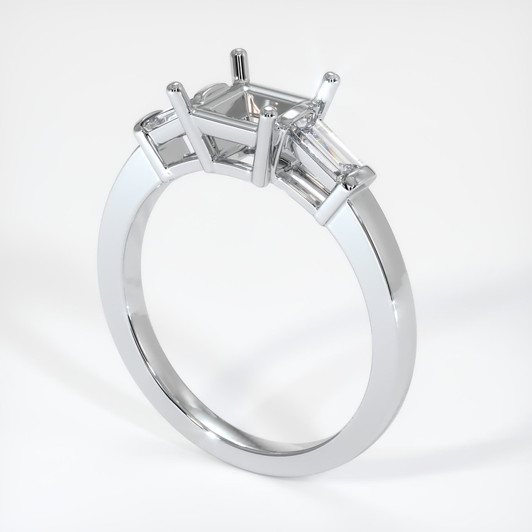 14K White Gold Three Stone Ring Setting