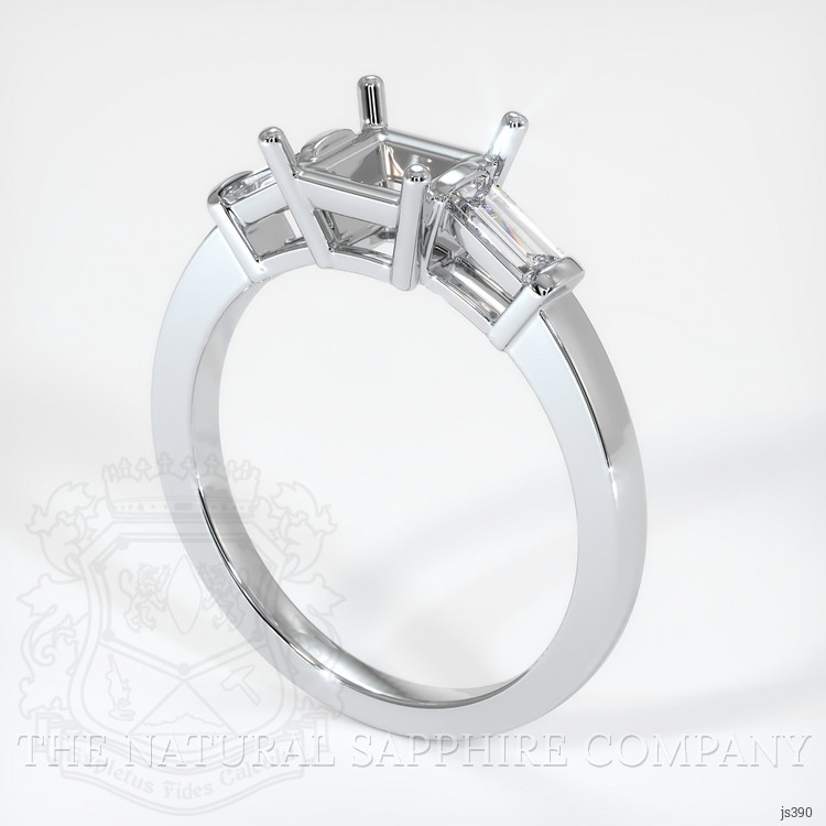 14K White Gold Three Stone Ring Setting