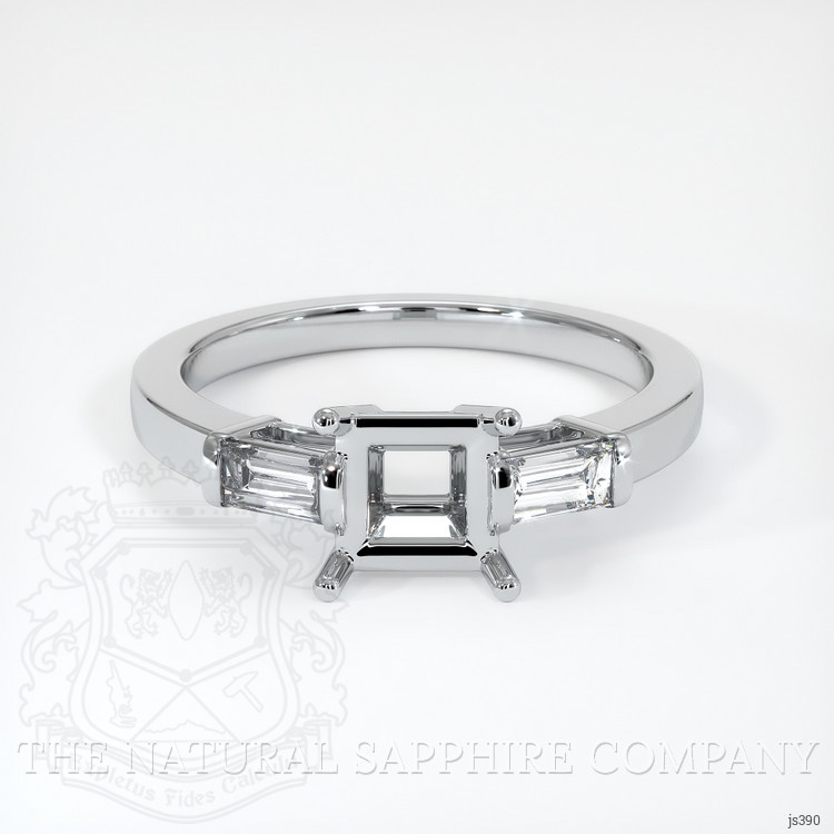 14K White Gold Three Stone Ring Setting