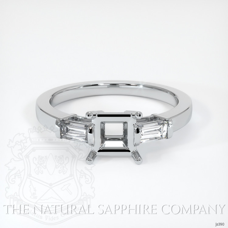 18K White Gold Three Stone Ring Setting