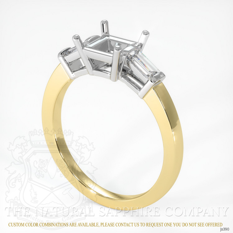 14K White & Yellow Three Stone Ring Setting