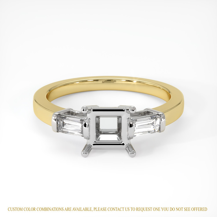 14K White & Yellow Three Stone Ring Setting