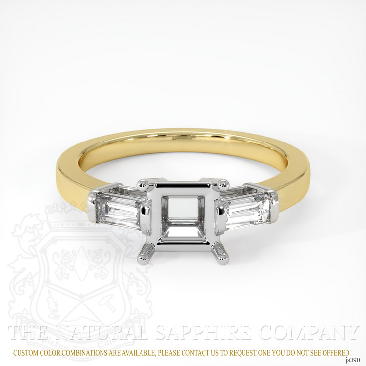 14K White & Yellow Three Stone Ring Setting