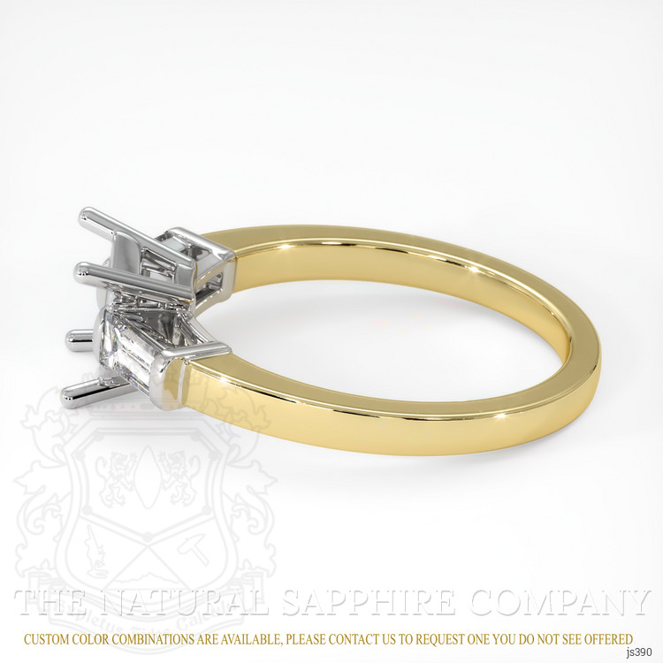 14K White & Yellow Three Stone Ring Setting