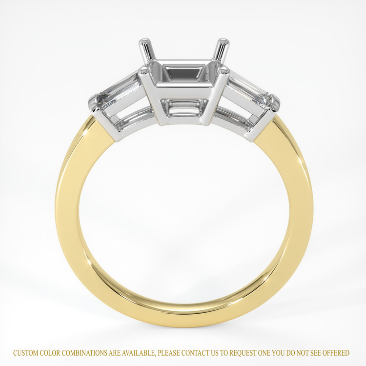 14K White & Yellow Three Stone Ring Setting