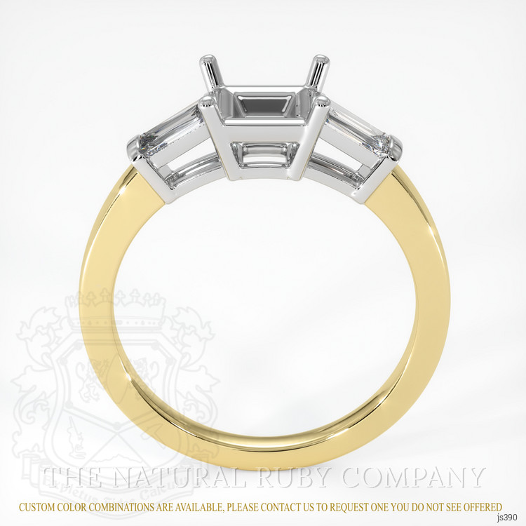 14K White & Yellow Three Stone Ring Setting