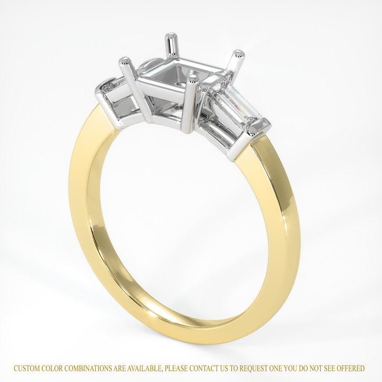 18K White & Yellow Three Stone Ring Setting