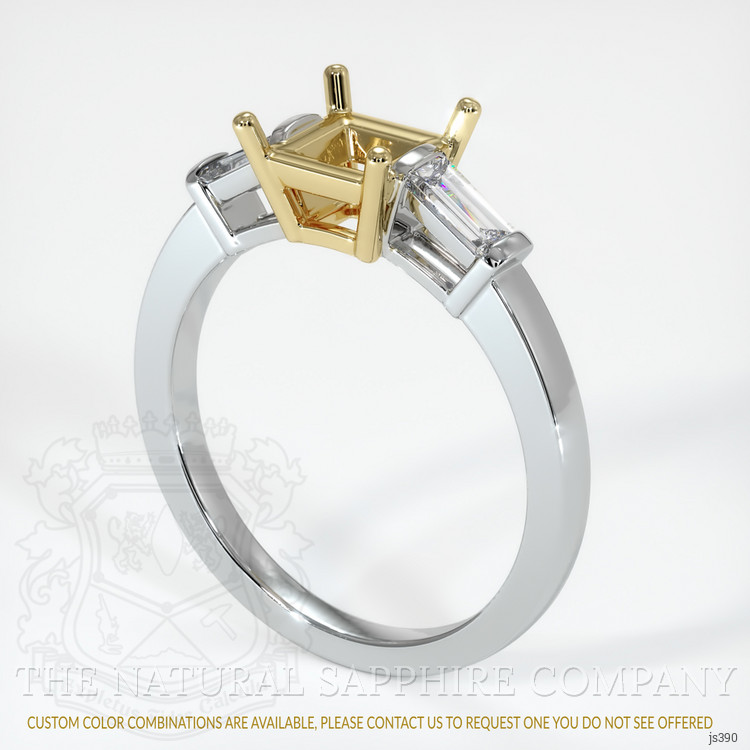 14K Yellow & White Three Stone Ring Setting