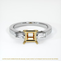 14K Yellow & White Three Stone Ring Setting Image