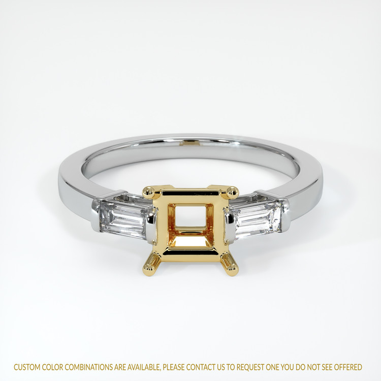 14K Yellow & White Three Stone Ring Setting
