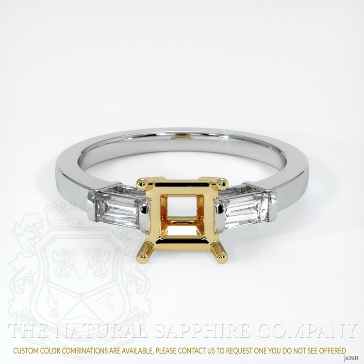 14K Yellow & White Three Stone Ring Setting