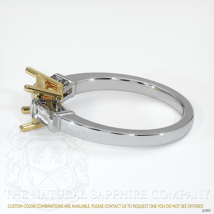 14K Yellow & White Three Stone Ring Setting
