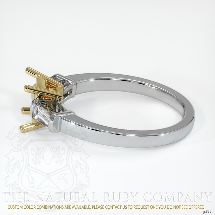 14K Yellow & White Three Stone Ring Setting