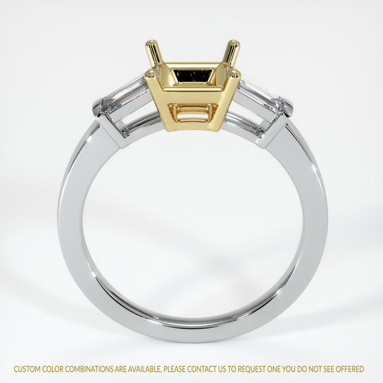 14K Yellow & White Three Stone Ring Setting