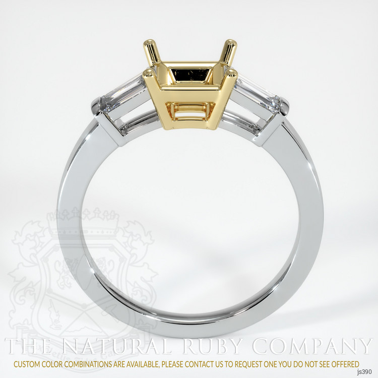 14K Yellow & White Three Stone Ring Setting