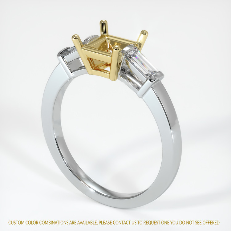 18K Yellow & White Three Stone Ring Setting