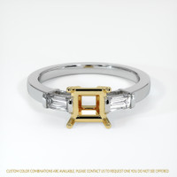 18K Yellow & White Three Stone Ring Setting Image