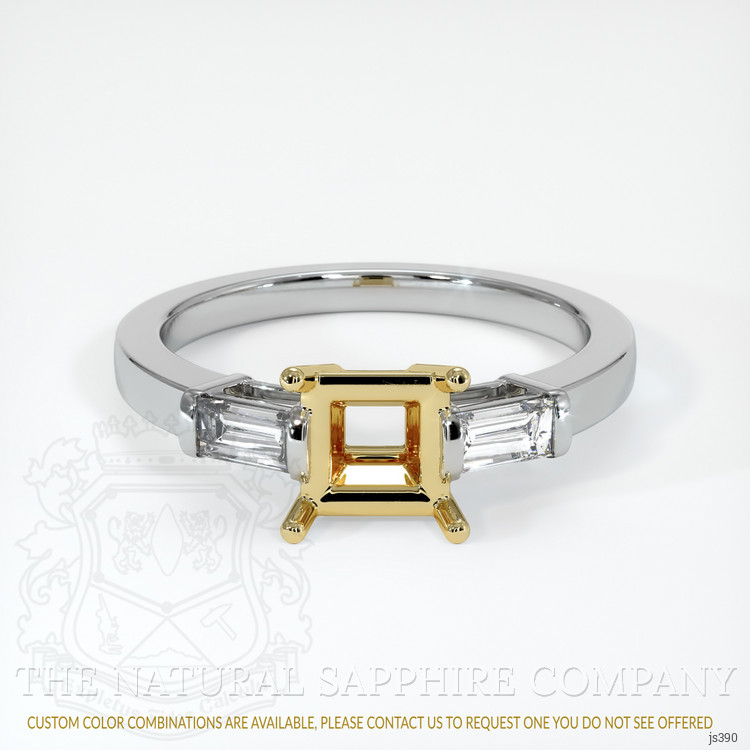 18K Yellow & White Three Stone Ring Setting