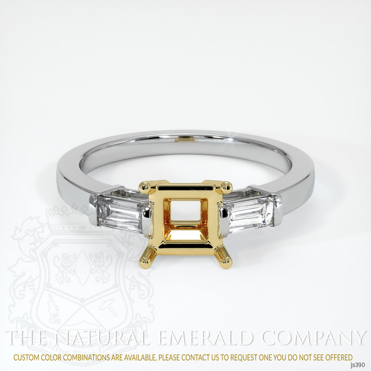 18K Yellow & White Three Stone Ring Setting