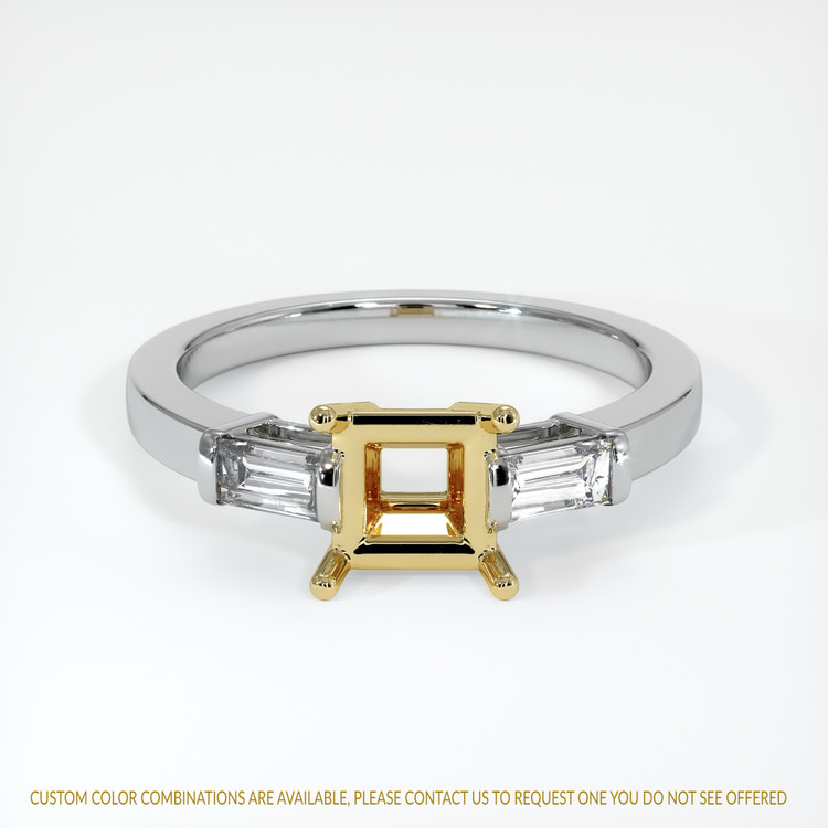 18K Yellow & White Three Stone Ring Setting