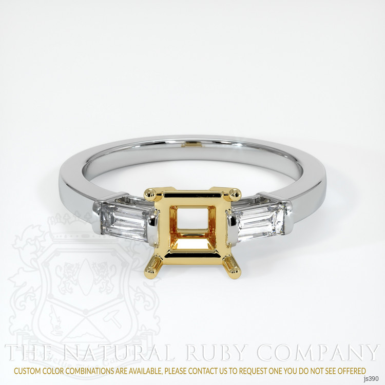 18K Yellow & White Three Stone Ring Setting