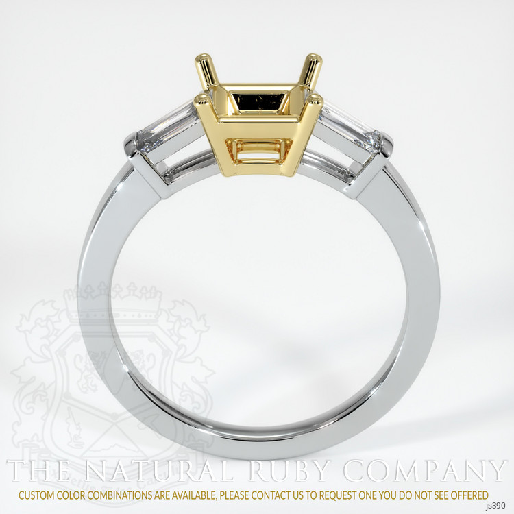 18K Yellow & White Three Stone Ring Setting