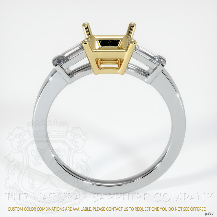 18K Yellow & White Three Stone Ring Setting