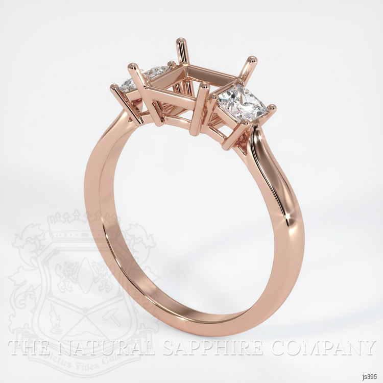 14K Rose Gold Three Stone Ring Setting