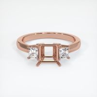 14K Rose Gold Three Stone Ring Setting Image