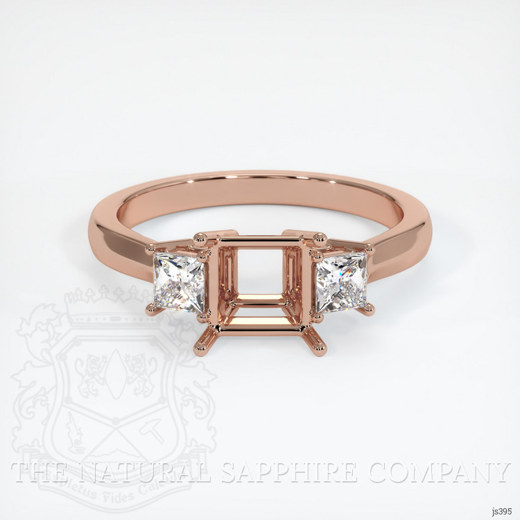 14K Rose Gold Three Stone Ring Setting