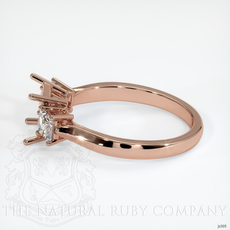 14K Rose Gold Three Stone Ring Setting