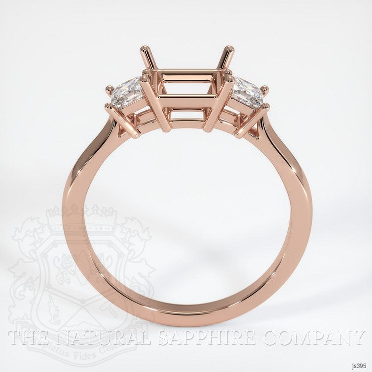 14K Rose Gold Three Stone Ring Setting