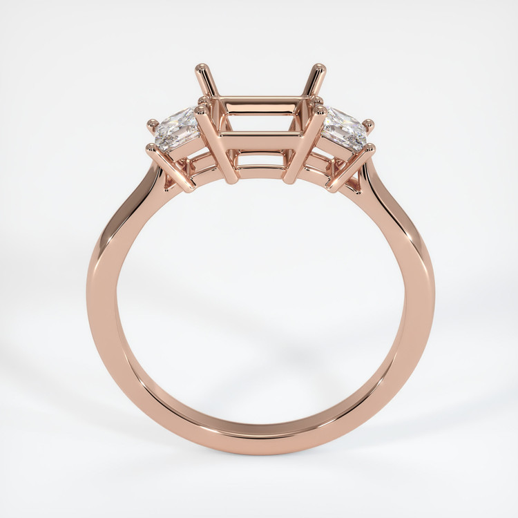 14K Rose Gold Three Stone Ring Setting