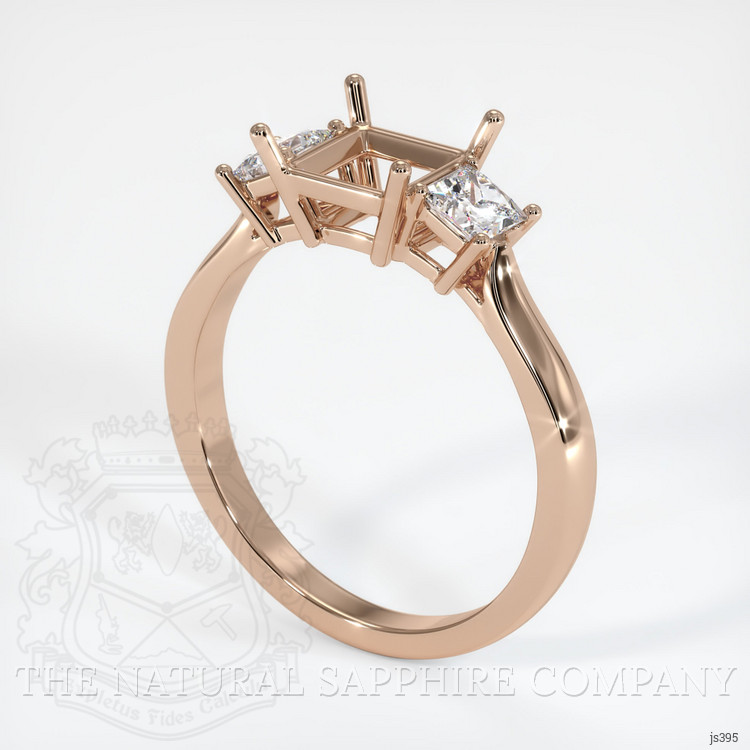 18K Rose Gold Three Stone Ring Setting