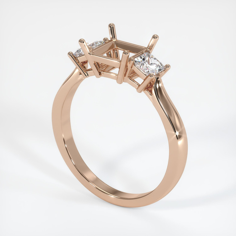 18K Rose Gold Three Stone Ring Setting