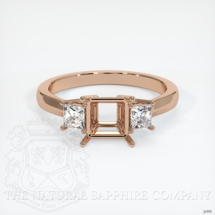 18K Rose Gold Three Stone Ring Setting