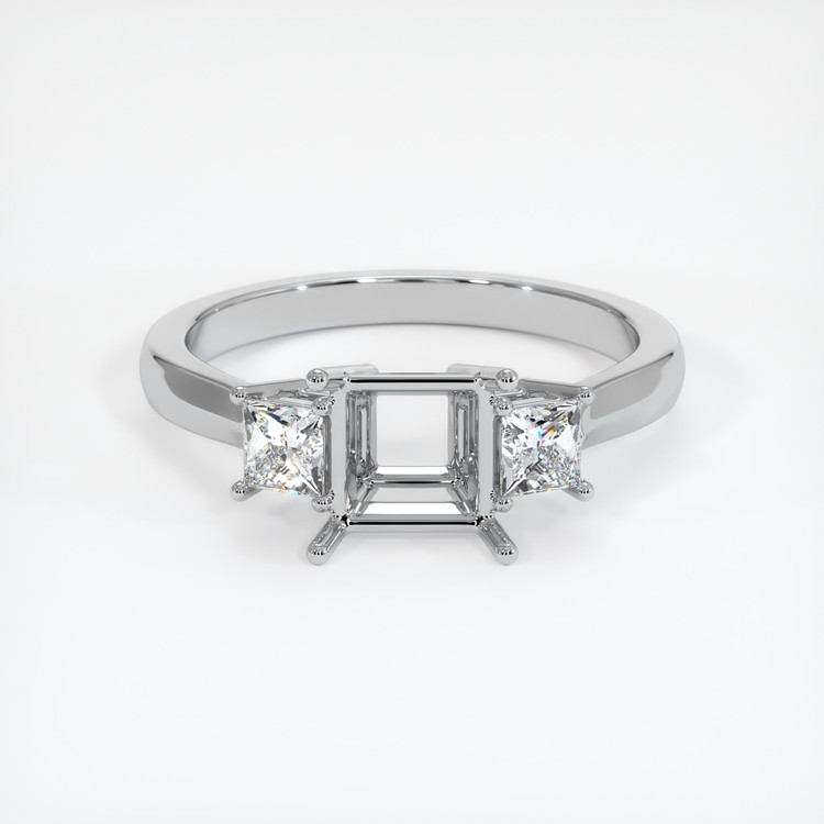 14K White Gold Three Stone Ring Setting